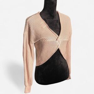 Hippie Rose tie knit sweater top with long sleeves